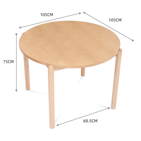 Nomi Oak Effect 2-4 Seater Round Wooden Dining Table - 105cm