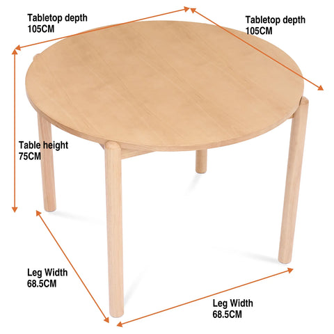 Nomi Oak Round Wooden Dining Table - 105cm
