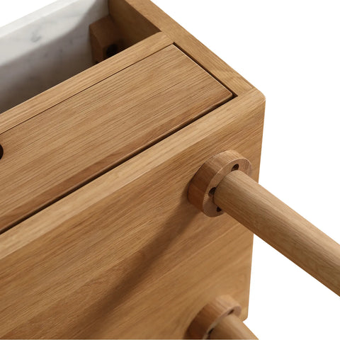 Nomi White Marble Top One Drawer Bedside Cabinet - Natural