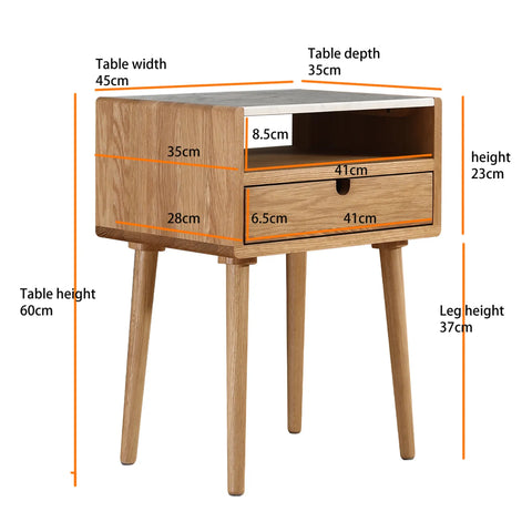 Nomi White Marble Top One Drawer Bedside Cabinet - Natural