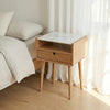 Nomi Natural Effect One Drawer with White Carrara Marble Bedside Cabinet