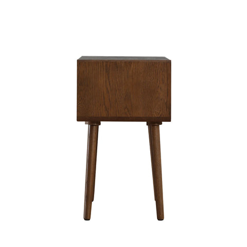 Nomi White Marble Top One Drawer Bedside Cabinet - Walnut
