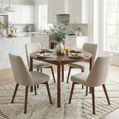 Nomi Walnut Effect 2-4 Seater Round Wooden Dining Table - 105cm