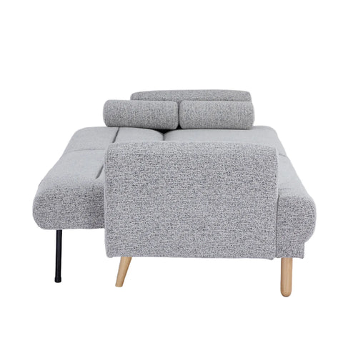 Nuvah Grey Fabric Click-Clack 3 Seater Sofa Bed with Removable Armrests
