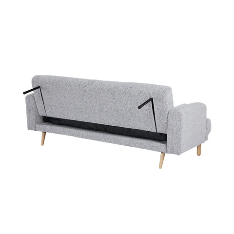 Nuvah Grey Fabric Click-Clack 3 Seater Sofa Bed with Removable Armrests