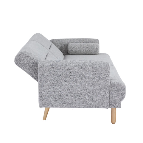 Nuvah Grey Fabric Click-Clack 3 Seater Sofa Bed with Removable Armrests