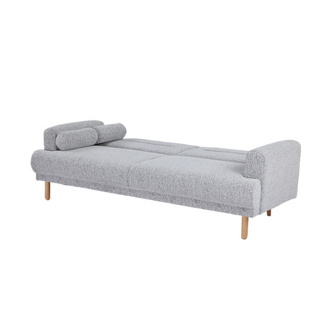 Nuvah Grey Fabric Click-Clack 3 Seater Sofa Bed with Removable Armrests