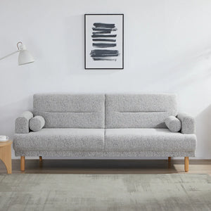 Nuvah Grey Fabric Click-Clack 3 Seater Sofa Bed with Removable Armrests