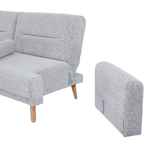 Nuvah Grey Fabric Click-Clack 3 Seater Sofa Bed with Removable Armrests