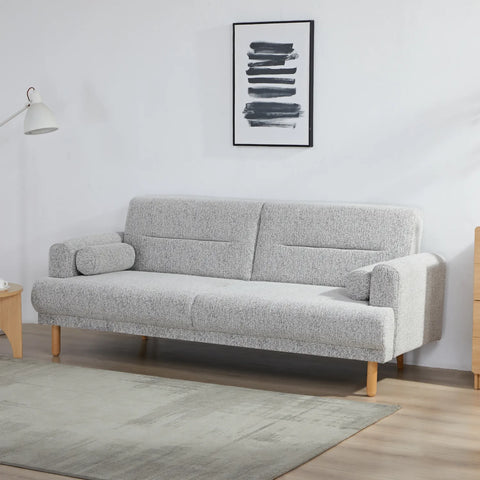 Nuvah Grey Fabric Click-Clack 3 Seater Sofa Bed with Removable Armrests