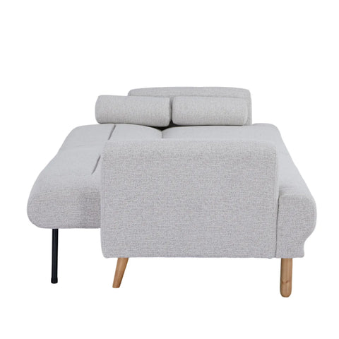 Nuvah Off White Fabric Click-Clack 3 Seater Sofa Bed with Removable Armrests