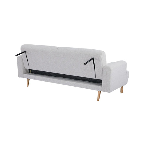 Nuvah Off White Fabric Click-Clack 3 Seater Sofa Bed with Removable Armrests