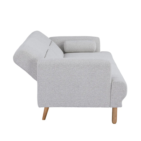 Nuvah Off White Fabric Click-Clack 3 Seater Sofa Bed with Removable Armrests