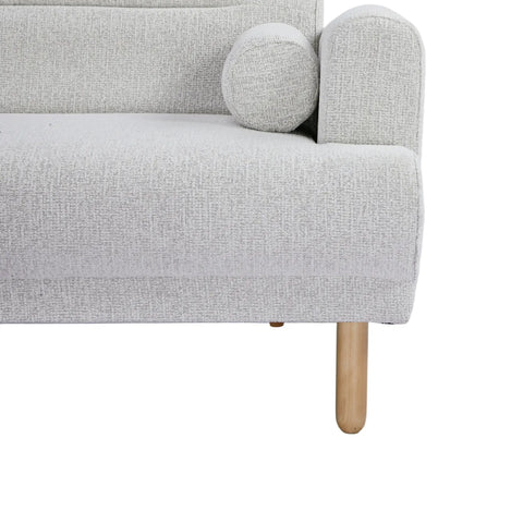 Nuvah Off White Fabric Click-Clack 3 Seater Sofa Bed with Removable Armrests