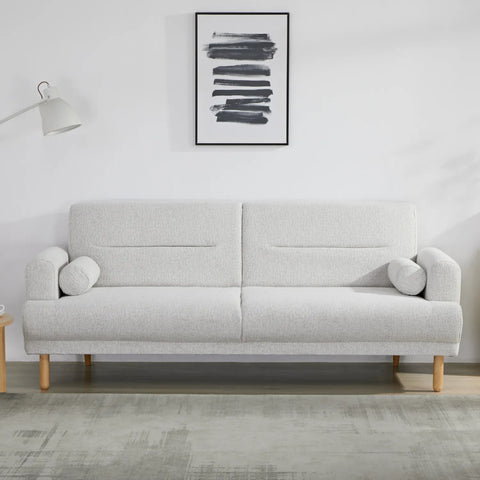 Nuvah Off White Fabric Click-Clack 3 Seater Sofa Bed with Removable Armrests