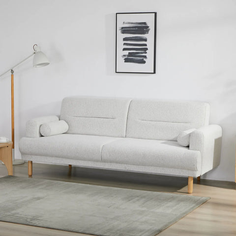 Nuvah Off White Fabric Click-Clack 3 Seater Sofa Bed with Removable Armrests