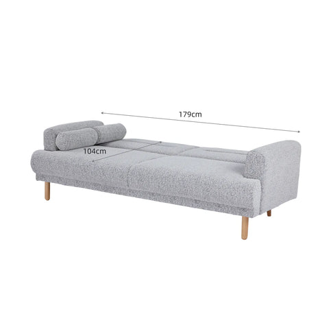 Nuvah Grey Fabric Click-Clack 3 Seater Sofa Bed with Removable Armrests