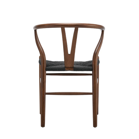 Osunba Set of 2 Dining Chairs, Black Weave | Walnut Effect Beech Solid Wood