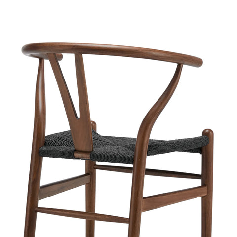 Osunba Set of 2 Dining Chairs, Black Weave | Walnut Effect Beech Solid Wood