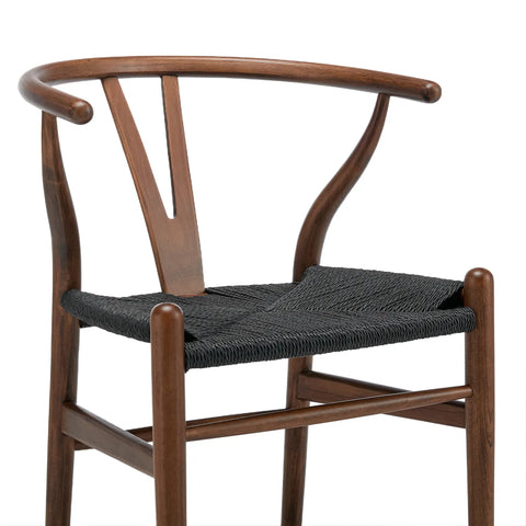 Osunba Set of 2 Dining Chairs, Black Weave | Walnut Effect Beech Solid Wood