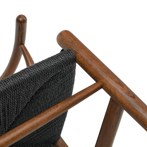 Osunba Set of 2 Dining Chairs, Black Weave | Walnut Effect Beech Solid Wood