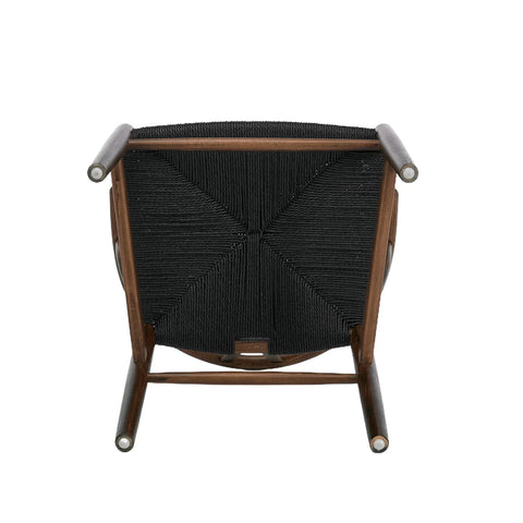 Osunba Set of 2 Dining Chairs, Black Weave | Walnut Effect Beech Solid Wood