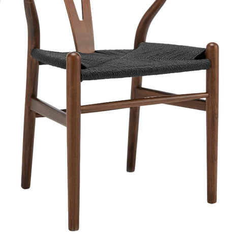 Osunba Set of 2 Dining Chairs, Black Weave | Walnut Effect Beech Solid Wood