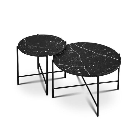 Orbit Marble-Top Round Side Table Set - Lumber & Hollow Designs