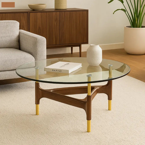 Osis Glass-Top Round Coffee Table