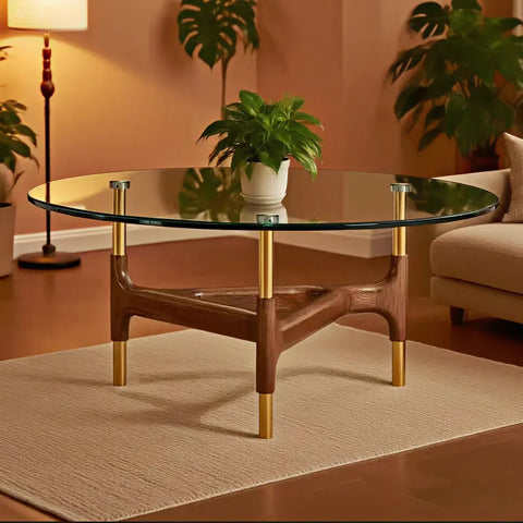 Osis Glass-Top Round Coffee Table