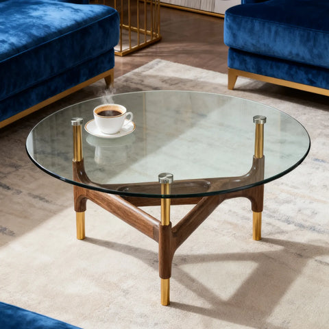 Osis Glass-Top Round Coffee Table