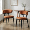 Parsons Set of 2 Rusty Orange Velvet Dining Chairs with Black Ash Solid Wood Frame