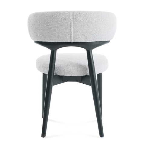 Parsons Set of 2 Dining Chairs, Black Effect Ash Solid Wood | Light Grey Bouclé Fabric