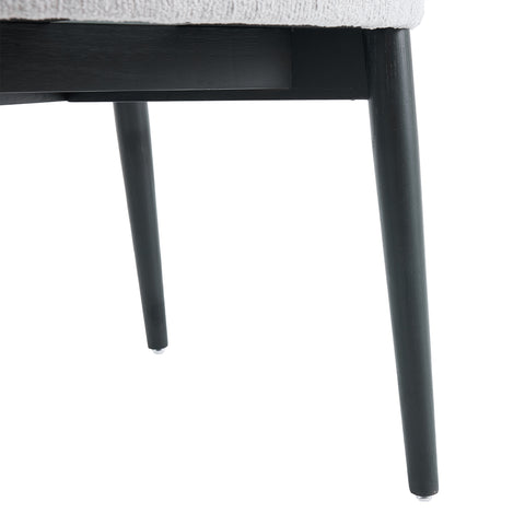 Parsons Set of 2 Dining Chairs, Black Effect Ash Solid Wood | Light Grey Bouclé Fabric