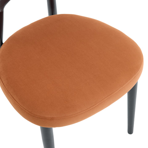 Parsons Set of 2 Dining Chairs, Black Effect Ash Solid Wood | Rusty Orange Velvet Fabric