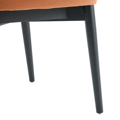 Parsons Set of 2 Dining Chairs, Black Effect Ash Solid Wood | Rusty Orange Velvet Fabric
