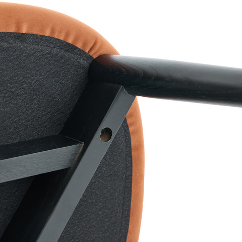 Parsons Set of 2 Dining Chairs, Black Effect Ash Solid Wood | Rusty Orange Velvet Fabric