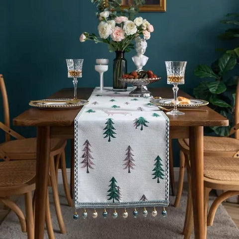 Pink Reindeer Christmas Table Runner - 180 x 35 cm