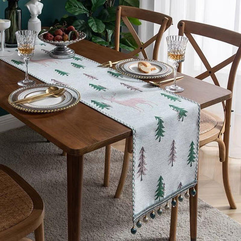 Pink Reindeer Christmas Table Runner - 180 x 35 cm