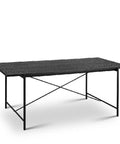 Quarry Rectangle Dining Table with X-Cross Steel Frame in Black