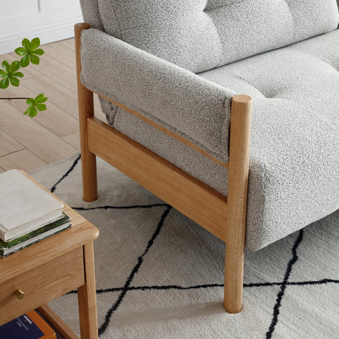 Quinn Natural Boucle Sofa Bed with Wooden Frame