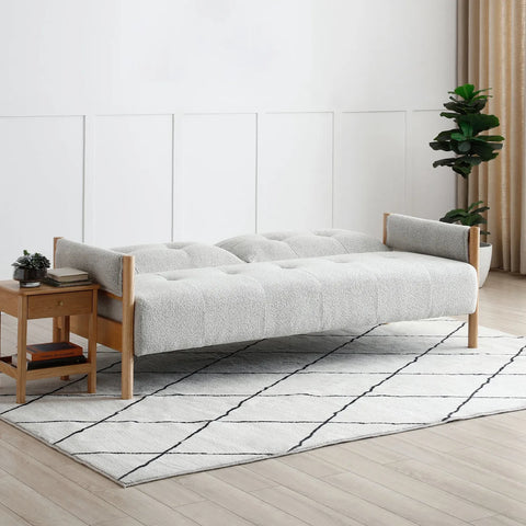 Quinn Natural Boucle Sofa Bed with Wooden Frame