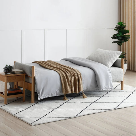Quinn Natural Boucle Sofa Bed with Wooden Frame