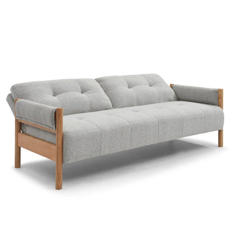 Quinn Natural Boucle Sofa Bed with Wooden Frame