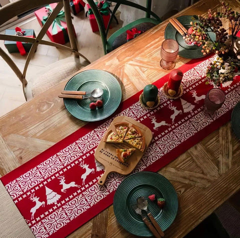Red Reindeer Christmas Table Runner – 180 x 35 cm