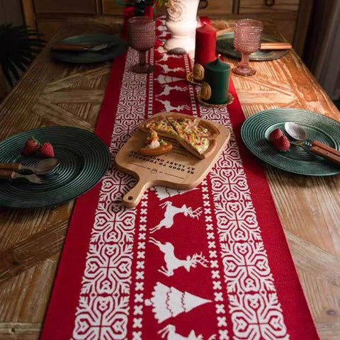 Red Reindeer Christmas Table Runner – 180 x 35 cm