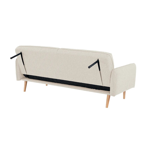 Resten Fabric Click-Clark 3-Seater Sofa Bed – Cream