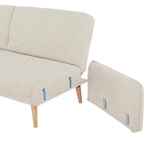 Resten Fabric Click-Clark 3-Seater Sofa Bed – Cream