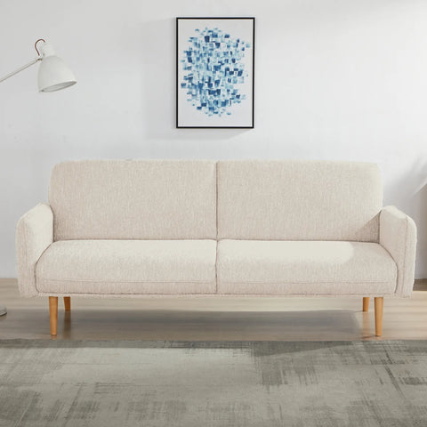 Resten Fabric Click-Clark 3-Seater Sofa Bed – Cream