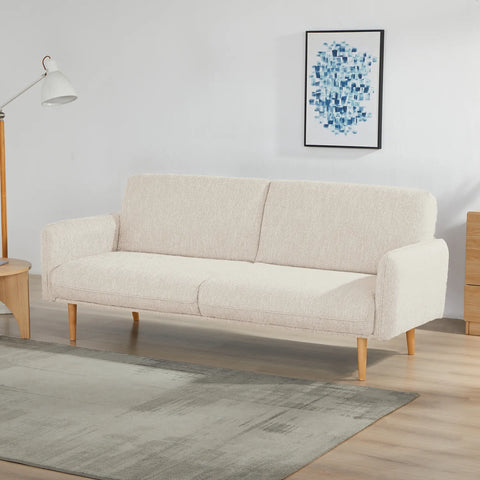 Resten Fabric Click-Clark 3-Seater Sofa Bed – Cream